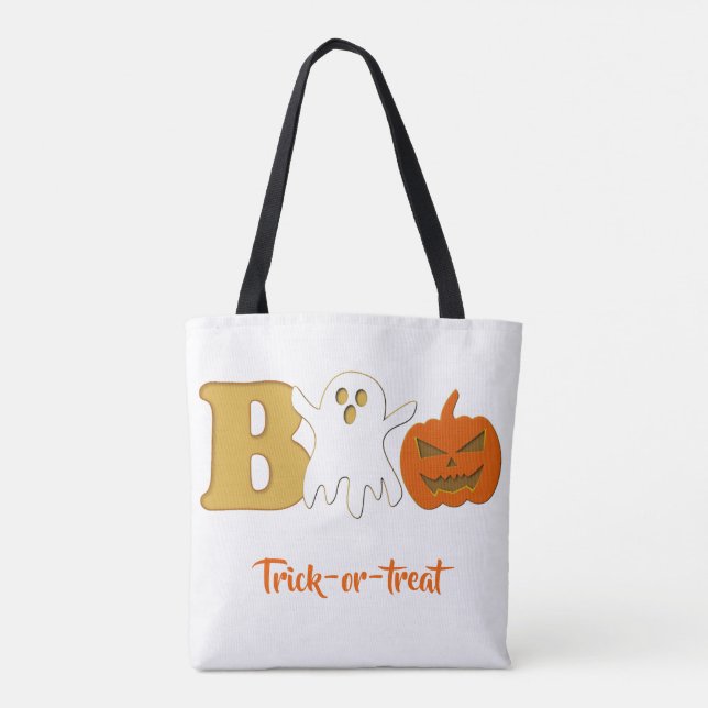 Funny Boo Halloween Shopping Tote (Back)