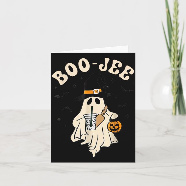 Funny Boo-JEE Ghost Halloween Boo JEE Ghost Spooky Card (Front)
