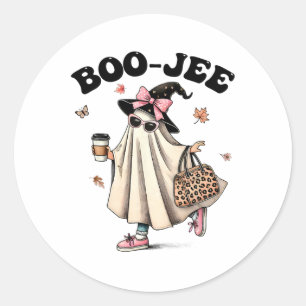 Funny Boo Jee Ghost Halloween Boo Jee Ghost Spooky Classic Round Sticker
