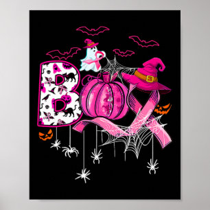 Funny Boo Pumpkin Witch Pink Ribbon Breast Cancer  Poster