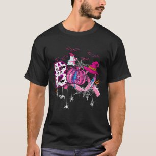 Funny Boo Pumpkin Witch Pink Ribbon Breast Cancer  T-Shirt