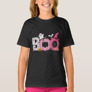 Funny BOO Pumpkin with Pink Bats and Pumpkins  T-Shirt