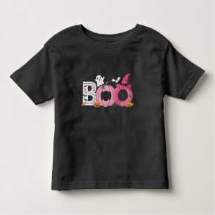 Funny BOO Pumpkin with Pink Bats and Pumpkins  Toddler T-Shirt
