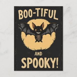 Funny Boo-tiful and Spooky Bat Halloween Postcard
