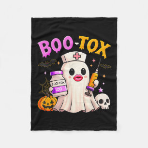 Funny Boo Tox Aesthetic Nurse Ghost Skull Pumpkin  Fleece Blanket
