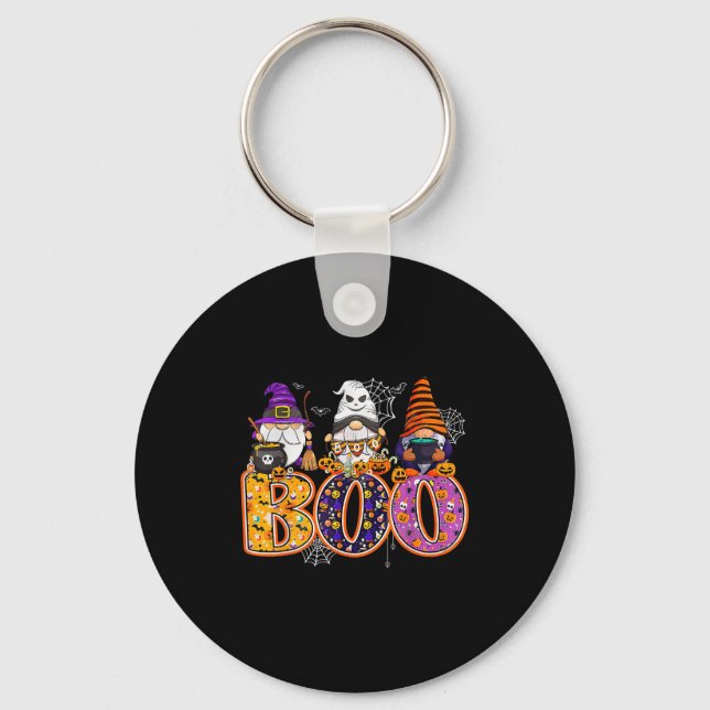 Funny Boo Witch Sipders Pumpkins Happy Halloween G Key Ring (Front)
