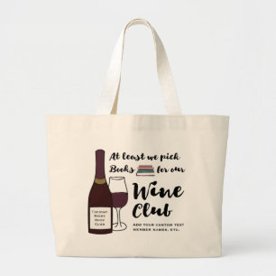 Funny Book Club Drink Wine Club Custom Book Bag
