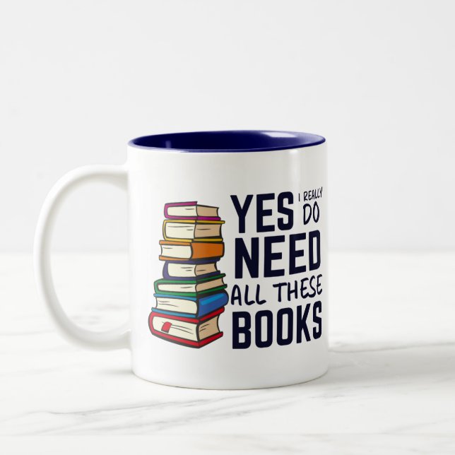 Funny Book Collector | Addicted to Reading Two-Tone Coffee Mug (Left)