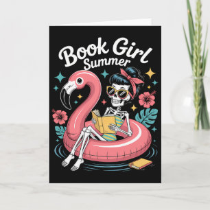 Funny Book Girl Summer Skeleton Reading Books Love Card