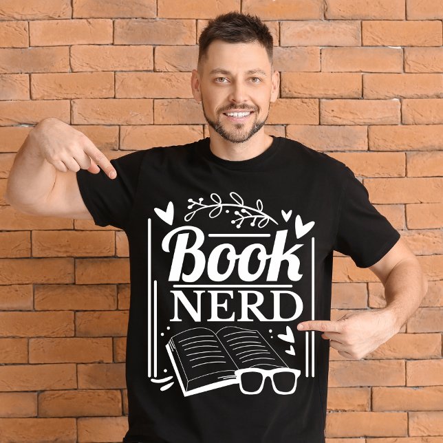 Funny Book Lover Book Nerd Black White T-Shirt (Creator Uploaded)