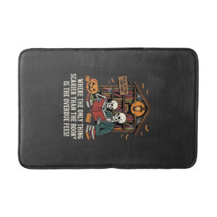 Funny Book Lover Halloween Skeleton Library Design Bath Mat