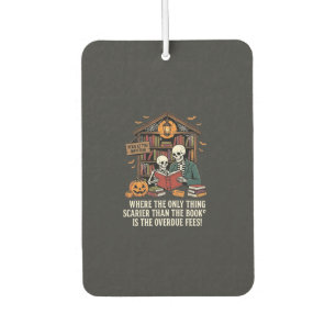Funny Book Lover Halloween Skeleton Library Design Car Air Freshener