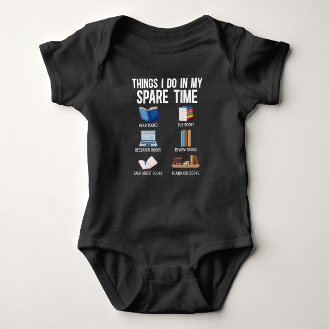 Funny Book Lover Humour Bookworm Reader Baby Bodysuit (Front)