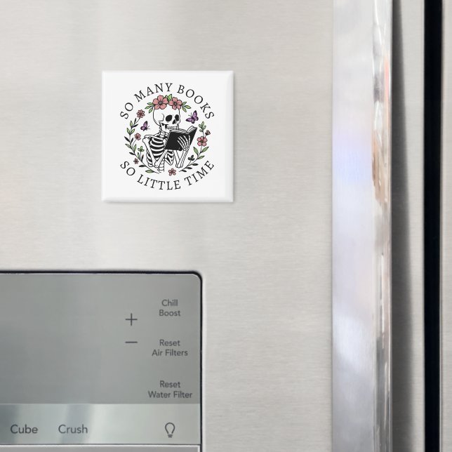 Funny Book Lover Saying Reading Skeleton Floral Magnet (In Situ (Fridge))