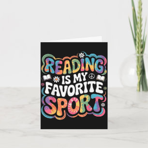 Funny book lover tie dye groovy reading is favorit card