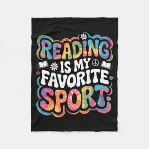 Funny book lover tie dye groovy reading is favorit fleece blanket