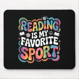 Funny book lover tie dye groovy reading is favorit mouse pad