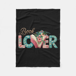 Funny book lover vintage bookworm floral reading fleece blanket