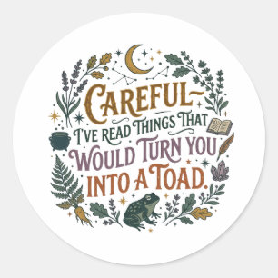 Funny Book Lover Witchy Reading Quote Classic Round Sticker
