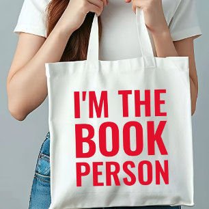 Funny Book Lovers I'm The Book Person Monogrammed Tote Bag