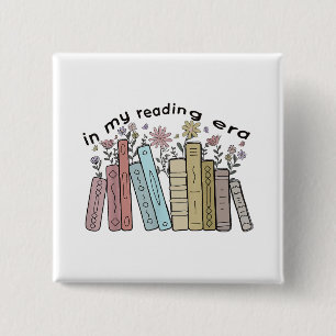 Funny Book Reader Quote In My Reading Era Groovy L 15 Cm Square Badge