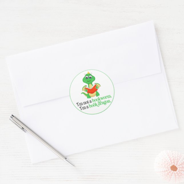 Funny Book Reading - Bookworm Classic Round Sticker (Envelope)