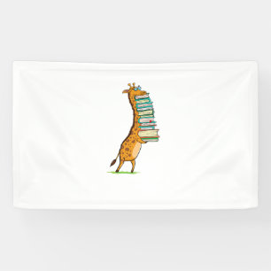Funny Book Reading Giraffe I Love My Library Banner