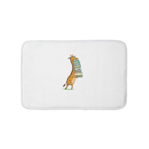 Funny Book Reading Giraffe I Love My Library   Bath Mat