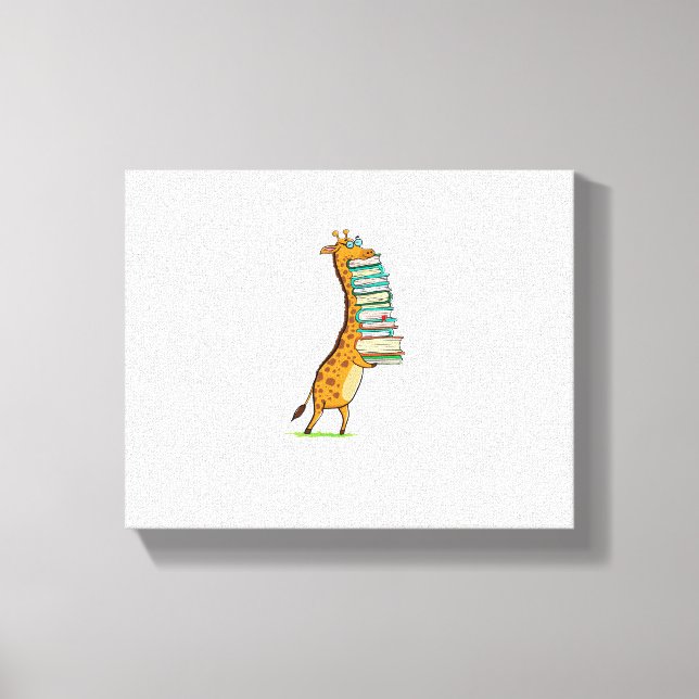Funny Book Reading Giraffe I Love My Library   Canvas Print (Front)