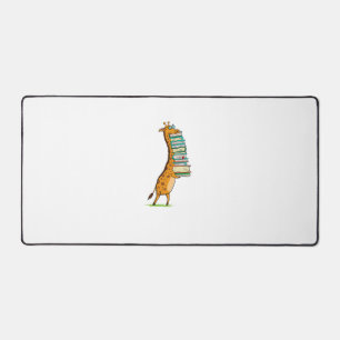 Funny Book Reading Giraffe I Love My Library   Desk Mat