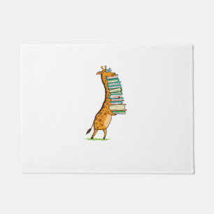 Funny Book Reading Giraffe I Love My Library Doormat
