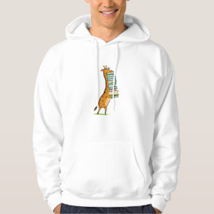 Funny Book Reading Giraffe I Love My Library Hoodie