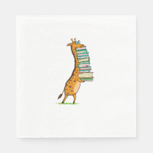 Funny Book Reading Giraffe I Love My Library Napkin