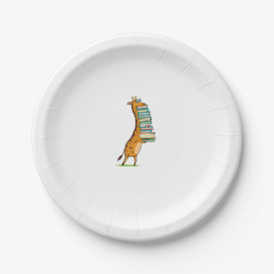 Funny Book Reading Giraffe I Love My Library   Paper Plate