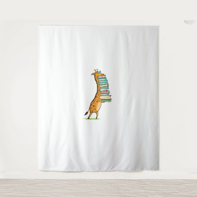 Funny Book Reading Giraffe I Love My Library   Tapestry (Front)