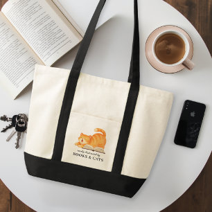 Funny Bookish Ginger Cat Lover Quote Tote Bag