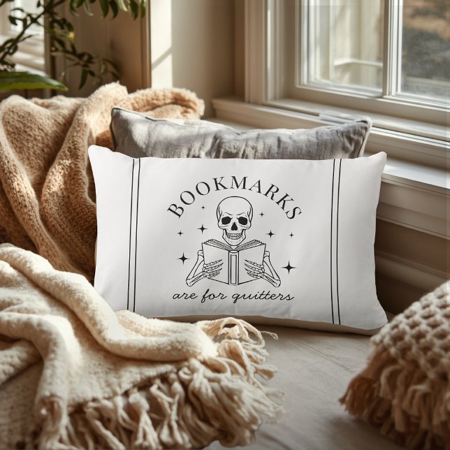 Funny Bookmarks Are For Quitters Bookish Lumbar Cushion (Creator Uploaded)