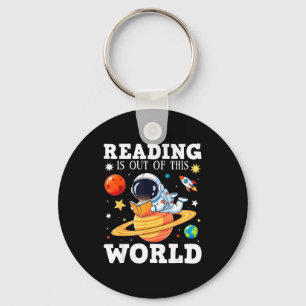 Funny books lover reading is out of this world key ring
