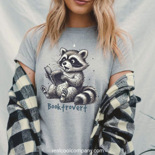 Funny Booktrovert Racoon T-Shirt Introverts Unite Tri-Blend Shirt