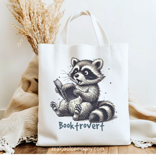 Funny Booktrovert Racoon  Tote Bag