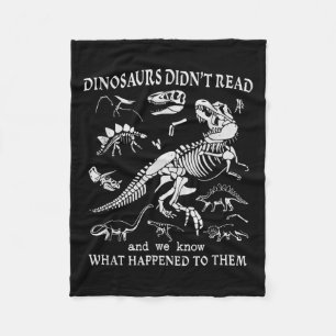 Funny Bookwork Nerd Book Club Reading Lovers Dinos Fleece Blanket