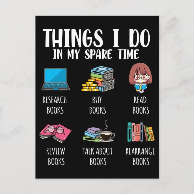 Funny Bookworm Author Novel Reading Book Lover Postcard (Front)