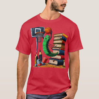 Funny Bookworm Basketball Graphic for Readers and T-Shirt