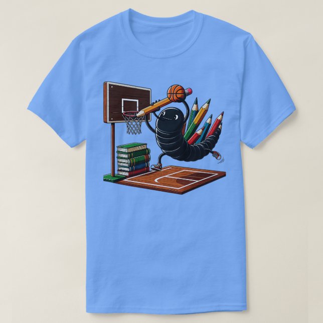 Funny Bookworm Basketball Graphic for Readers and  T-Shirt (Design Front)
