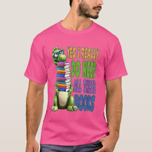 Funny Bookworm Dinosaur Book Lover Teacher Librari T-Shirt