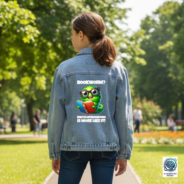 Funny Bookworm? Encyclopediaworm is More Like It! Denim Jacket (Funny Bookworm? Encyclopediaworm is More Like It! Denim Jacket Cover Photo)