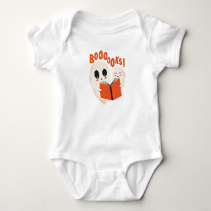 Funny Bookworm Ghost Halloween Costume Boooooks Baby Bodysuit