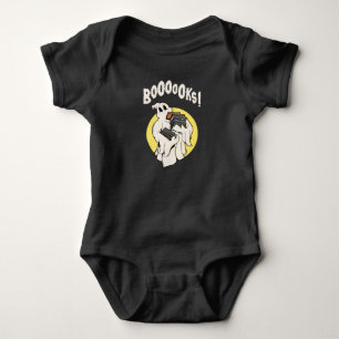Funny Bookworm Ghost Halloween Costume Boooooks Baby Bodysuit