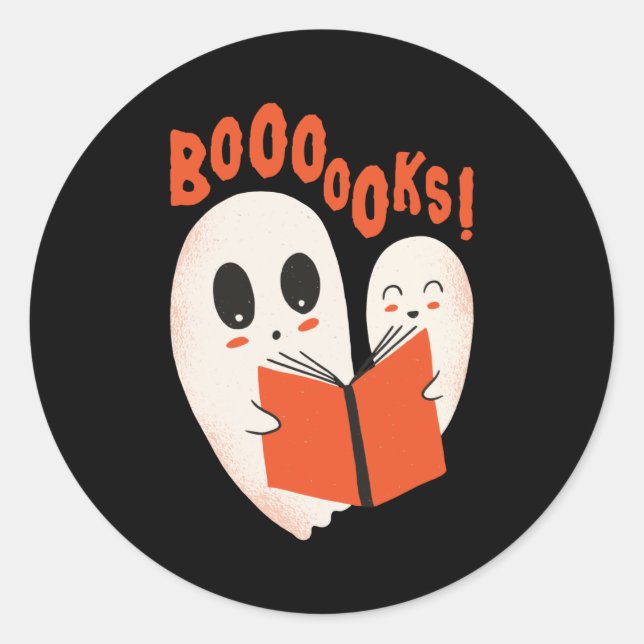 Funny Bookworm Ghost Halloween Costume Boooooks Classic Round Sticker (Front)