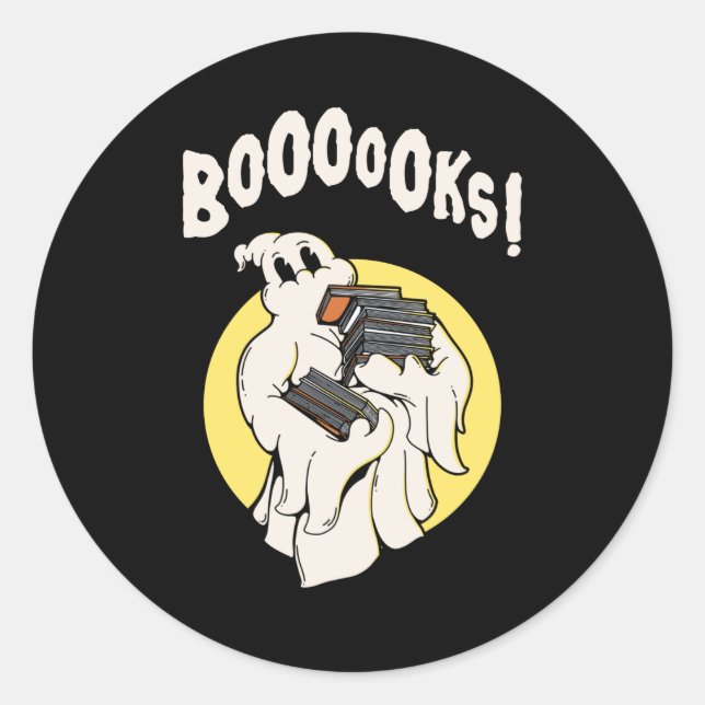 Funny Bookworm Ghost Halloween Costume Boooooks Classic Round Sticker (Front)